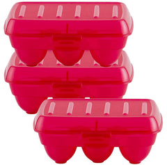 Heart Home Plastic 6 Slot Egg Container,Tray, Holder for Refrigerator & Kitchen- Pack of 3 (Pink)-46HH0388