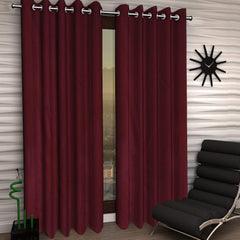 Kuber Industries 4 Pieces Polyester Eyelet Door Curtain 7 Feet (Maroon)-Ctktc14289
