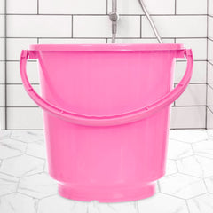 Heart Home Bucket|Plastic Bucket for Bathroom|Bucket for Bathing|Unbreakable Bucket with Handle|16 Liter (Pink)