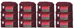 Kuber Industries Non Woven Saree Covers With Zip|Saree Covers For Storage|Saree Packing Covers For Wedding|Pack of 12 (Maroon)
