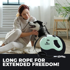 Kuber Industries Automatic Retractable Dog Leash with Anti-Slip Handle, One-Handed Brake- Green