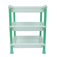 Kuber industries Plastic 2 Pieces 3 Layer Multi-Purpose Kitchen Storage Basket Rack (Green)-CTKTC25257