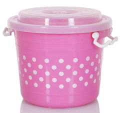 Kuber Industries Dots Design Virgin Plastic 2 Pieces Multipurpose Kitchen Storage Container with Side Lock-Handle,11 Ltrs (Pink & Green) - CTKTC034802