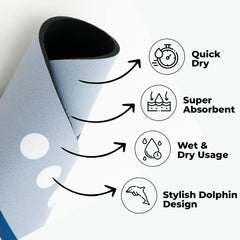 Kuber Industries Stylish Beautiful Dolphin Bathroom Mat, Door Mat, Floor Mat, Bath Mat , Doormat , Bathroom Carpet | Non Slip mat for Bathroom Cushion Mat Super Absorbent Soft Carpet, Quick Dry Dirt Barrier for Home & Office |38 x 58 cm,Multicolor