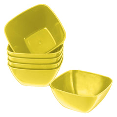 Fun Homes Microwave Safe Unbreakable Plastic Square Katori/Bowl Set for,Rice,Soup,Pasta,Salad Bowls, 250 Ml (Set of 6) Brown & Green-FHUNH15289