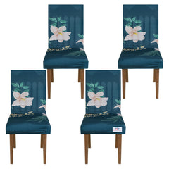 Heart Home Floral Print Elastic Stretchable Polyester Chair Cover for Home, Office, Hotels, Wedding Banquet- Pack of 4 (Green) 54HH4329.