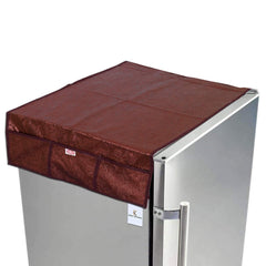 Kuber Industries Flower Design PVC Fridge/Refrigerator Top Cover (Maroon) - CTKTC039617