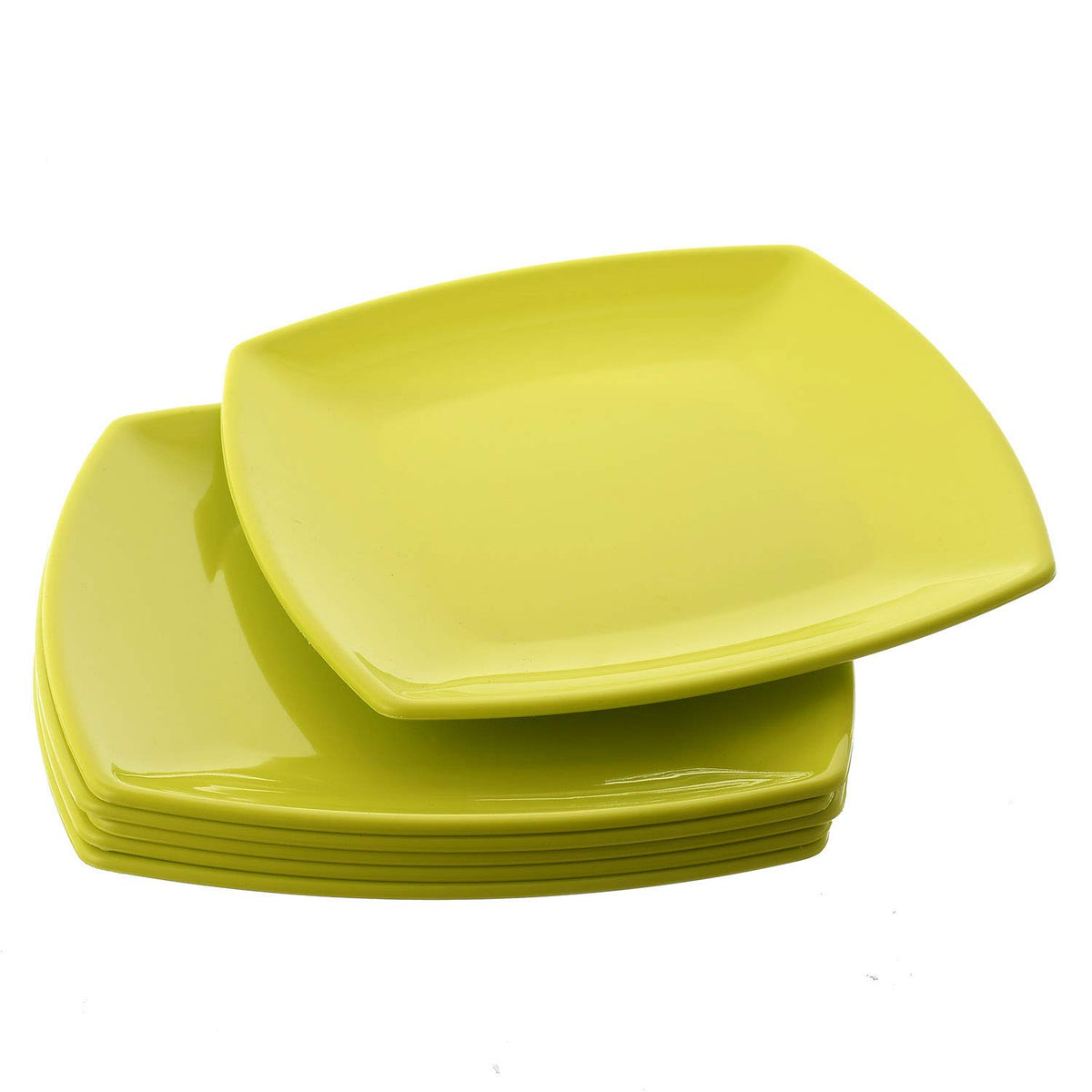 Kuber Industries 6 Pieces Unbreakable Virgin Plastic Square Microwave Safe Dinner Plates (Green) - CTLTC44477