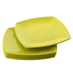 Kuber Industries 6 Pieces Unbreakable Virgin Plastic Square Microwave Safe Dinner Plates (Green) - CTLTC44477