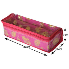 Heart Home Multipurpose Feather Design Laminated 1 Rod Bangle Box/Organizer/Case With Tranasparent Top (Pink)-47HH0217
