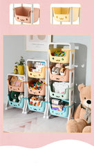 Kuber Industries 2 Layer Smiley Design Children's Storage Rack|Kids Toy Storage Organizer|2-Layer Rolling Cart|Multicolor|