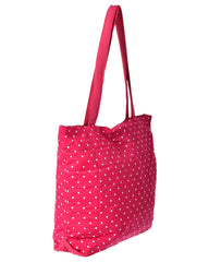Kuber Industries Multipurposes Dot Printed Cotton Shoulder Bag/Tote Bag/Handbag/Lunch Bag with Carrying Handle (Pink)-50KM01167