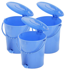 Kuber Industries 3 Pieces Plastic Dustbin Garbage Bin with Handle, 10 Liters (Blue) - CTKTC034634