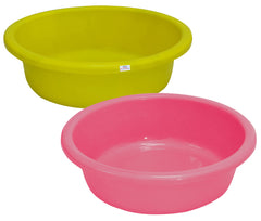 Heart Home Multiuses Plastic Knead Dough Basket/Basin Bowl For Home & Kitchen 6 Ltr- Pack of 2 (Green & Pink) 52HH3850