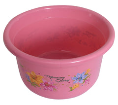 Kuber Industries Bath Tub/Washing Tub|Flower Print & Unbreakable Plastic|Multipurpose, Size 45 x 45 x 25 CM, Capicity 25 LTR (Pink)