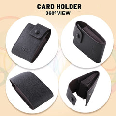 Kuber Industries Wallet for Women/Men | Card Holder for Men & Women | Leather Wallet for ID, Visiting Card, Business Card, ATM Card Holder | Slim Wallet | Button Closure, Black