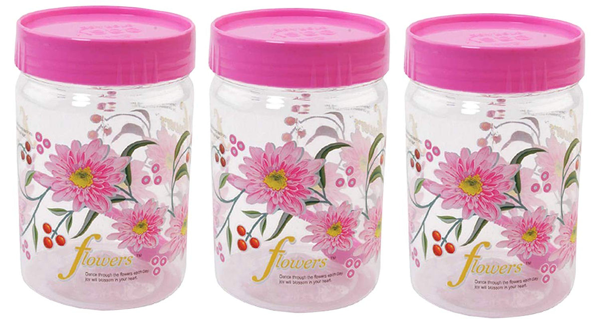 Kuber Industries 3 Piece Plastic Container Set, 500ml, Pink