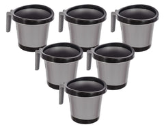 Heart Home Plastic Bathroom Mug 1 Litre Pack of 6 (Black)-46HH0263