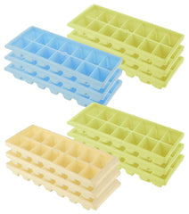 Heart Home BPA Free Easy Release Ice Cube Tray/Bin/Box Set with 14 Section- Pack of 12 (Cream & Green & Blue)-HS43HEARTH25818