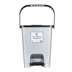 Kuber Industries Step-On Pedal Dustbin/Waste Bin with Lid|Solid Color & Durable Plastic|Size 24 x 24 x 30 CM, Capicity 10 Ltr (Grey)-KUBMART16403