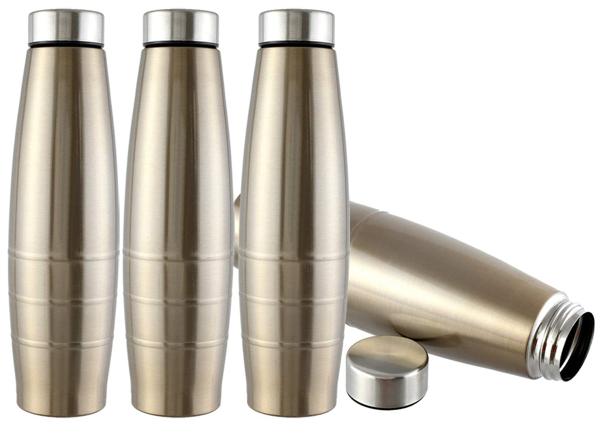 Kuber Industries Falcon Stainless Steel 4 Pieces Fridge Water Bottle/Refrigerator Bottle/Thunder, 1000 ML (Brown)-CTKTC43614