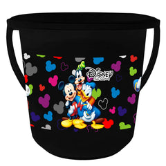 Kuber Industries Disney Team Mickey Print Unbreakable Virgin Plastic Bathroom Bucket with Mug Set|Capicity 16 LTR Bucket & 500 ML Mug (Black)