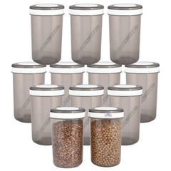 Heart Home Containers Set for Kitchen|BPA-Free Plastic 500 ML Storage Containers Set with Spoon for Kitchen|Pack of 12 (Gray)