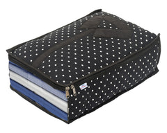 Heart Home Dot Print Cotton Shirt Cover/Clothing Organizer/Wardrobe Organizer For Home, Traveling (Black) 54HH4180.