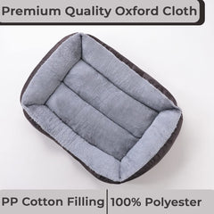 Urbane Home Dog & Cat Bed|Polyester Face with Cotton & Polyester Filling|Comfortable and Durable|Rectangle Pet Bed For Enhanced Stretching Space|Machine Wash|QY036BR-L|Brown