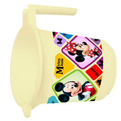 Heart Home Disney Mickey Minnie Print 2 Pieces Unbreakable Virgin Plastic Bathroom Bucket with Mug Set- Cream, (1 Pc 16 LTR Bucket & 1 Pc 500 ML Mug) -HS_35_HEARTHS17926