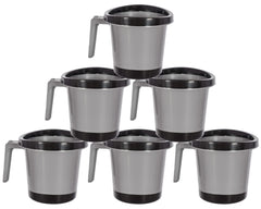 Kuber Industries Multiuses Lightweight, Unbreakable Plastic Bathroom Mug 1 Litre Pack of 6 (Black)-46KM0264