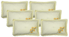 Kuber Industries Embroidery Design 6 Piece Cotton Pillow Cover Set -17"x27" (Cream) Luxury Pillow Covers - CTKTC040279