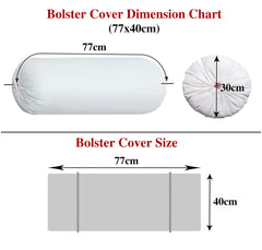 Heart Home Check Floral Print Soft & Luxurious Decorative Cotton Bolster Cover- Set of 4, 16"x30" (Cream) 54HH3932.