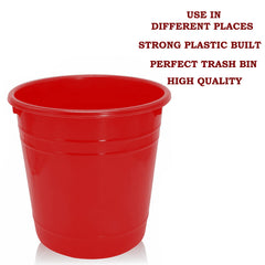 Kuber Industries Plastic Dustbin|Portable Garbage Basket & Round Trash Can for Home,Kitchen,Office,College,5 Ltr,Pack of 3 (Red)