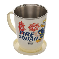 Kuber Industries Disney Printed Food Grade BPA Free Tea/Coffee Mug for Coffee Tea Cocoa, Camping Mugs with Lid, Pack of 6 (Light Grey & Cream & Grey)