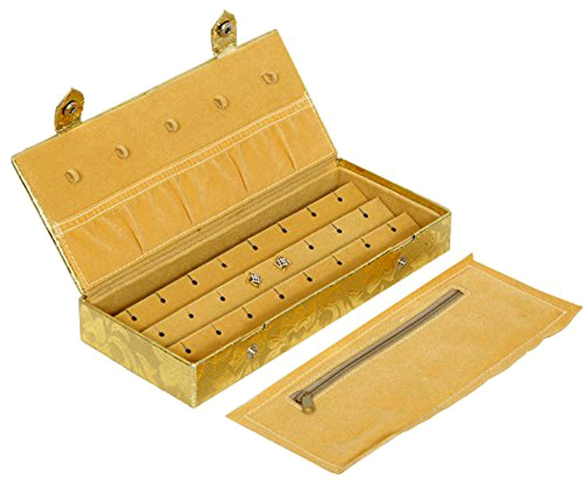 Heart Home Hard Board Earrings, Necklaces, Bracelets, Rings Travel Jewellery Storage Box (Gold) - CTHH18339