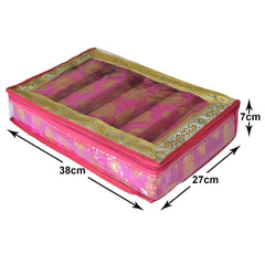 Heart Home Multipurpose Feather Design Laminated 5 Rod Bangle Box/Organizer/Case With Tranasparent Top (Pink)-47HH0233