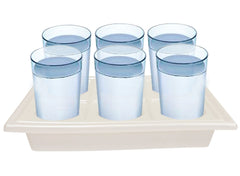 Heart Home Plastic 6 Slots Glass Holder Tray-Pack of 2 (Blue & White), Standard