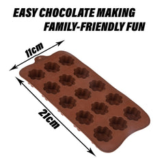 Heart Home Chocolate Mould | Silicone Cookies Mould Cake | Chocolate Cookies Tray | Flower Chocolate Mould Tray | Non-Stick Cookies Moulds | Candy Mold Tray | Pack of 3 | Brown