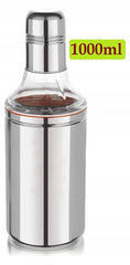 Kuber Industries Stainless Steel Oil Dispensers for Kitchen use with Sharp Finish, Slim, Stylish and Trendy Look 1 Litre (Silver) - CTKTC042590