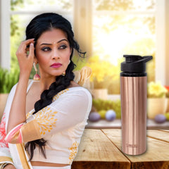 Kuber Copper Water Bottle & Water Dispenser Combo Set|with Added Health Benefits of Copper|Ergonomic Design & Easy to Clean|Pack of 2|5 Liters & 750 ML|Copper