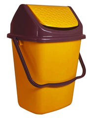 Kuber Industries 4 Pieces Delight Plastic Swing Garbage Waste Dustbin for Home, Office with Handle, 5 Liters (Yellow)