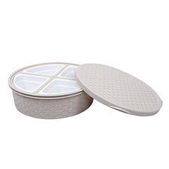 Kuber Industries Lexus Design Plastic Solitaire Multipurpose Dry Fruits/Masala Box with 4 Sections (Cream)-CTKTC14111