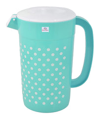 Heart Home Dot Printed Plastic Water & Juice Jug, Drinking Beverage Jug,with Lid for Daily Uses, 2.4 LTR- Pack of 4 (Green)-HS42KUBMART25220
