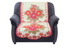 Kuber Industries Flower Cotton 6 Piece 5 Seater Sofa Cover Set (Pink and Cream) - CTKTC22271