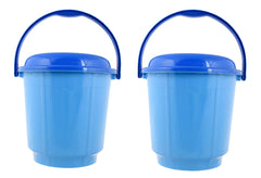 Kuber Industries Multipurpose Plastic Bucket with Lid 18 LTR (Blue)-Pack of 2-KUBMART15234