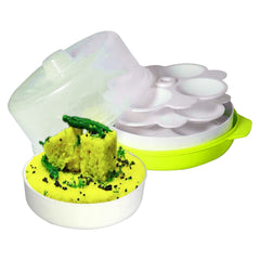 Heart Home Plastic Microwave Idli/Dhokla/Rice/Vegetable Maker, Steamer With 3 Idli Moulds and 1 Dhokla Pan (Green) -50HH01189