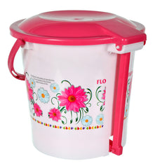Kuber Industries Flower Printed Plastic Pedal Dustbin, 5 Ltr (White)