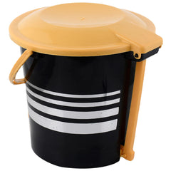Kuber Industries Plastic Pedal Dustbin/Wastebin With Handle, 10 Liter- Pack of 2 (Black & Yellow)-47KM01007