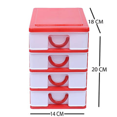 Kuber Industries 4 Layer Storage Drawer, Red, Standard, 5.51 x 7.08 x 7.87 inches (CTKTC013098)